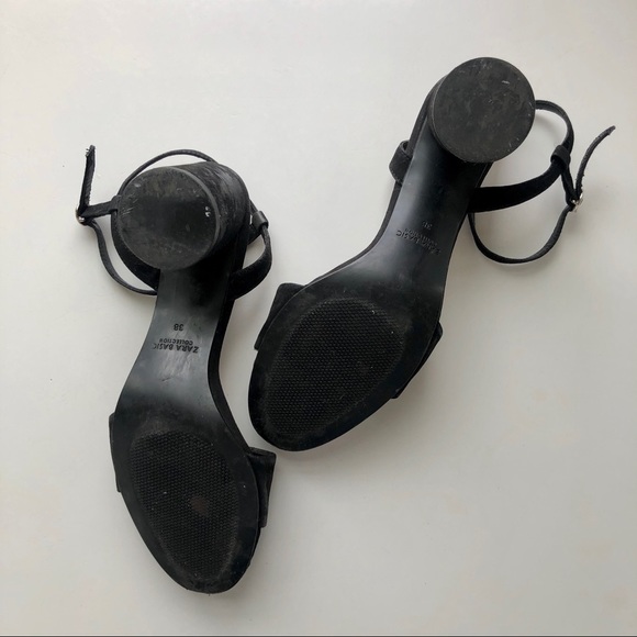 Zara Faux Patent Leather Block Heel Sandals - Picture 4 of 4